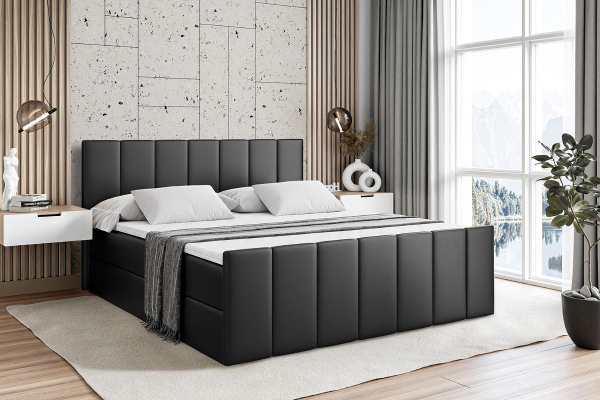 BOXBETT MOETI-Z - 120x200 cm - H4 - Schwarz Hochglanz - Schwarz Hochglanz, Holzwerkstoff (120/200cm) - ALTDECOR