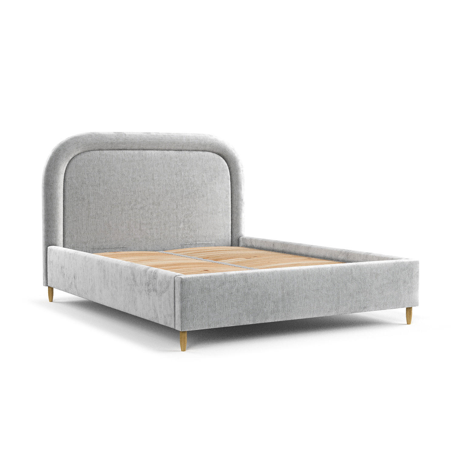 POLSTERBETT Mija Hellgrau 120/200 cm im Chenille-Stoff - Hellgrau/Naturfarben, Holz/Holzwerkstoff (120/200cm) - Maison de Reve
