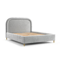 POLSTERBETT Mija Hellgrau 120/200 cm im Chenille-Stoff - Hellgrau/Naturfarben, Holz/Holzwerkstoff (120/200cm) - Maison de Reve