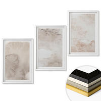 WANDBILDER 3er-Set - 40x60 cm Weißer Rahmen - Verschüttete Boho-Aquarellfarben - Weiß, Kunststoff (40/60cm) - ArtPrintCave