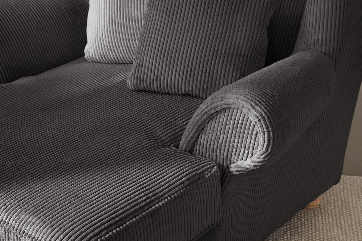 XXL SESSEL - Cord - Grau, Holz/Textil (135/100/128cm) - home24