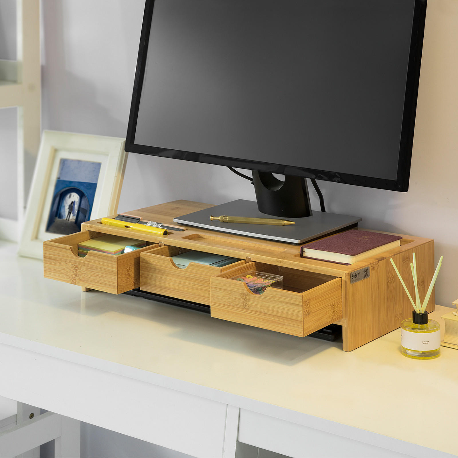 MONITORSTÄNDER Natur - Naturfarben, Holz (25/51/12cm) - SoBuy