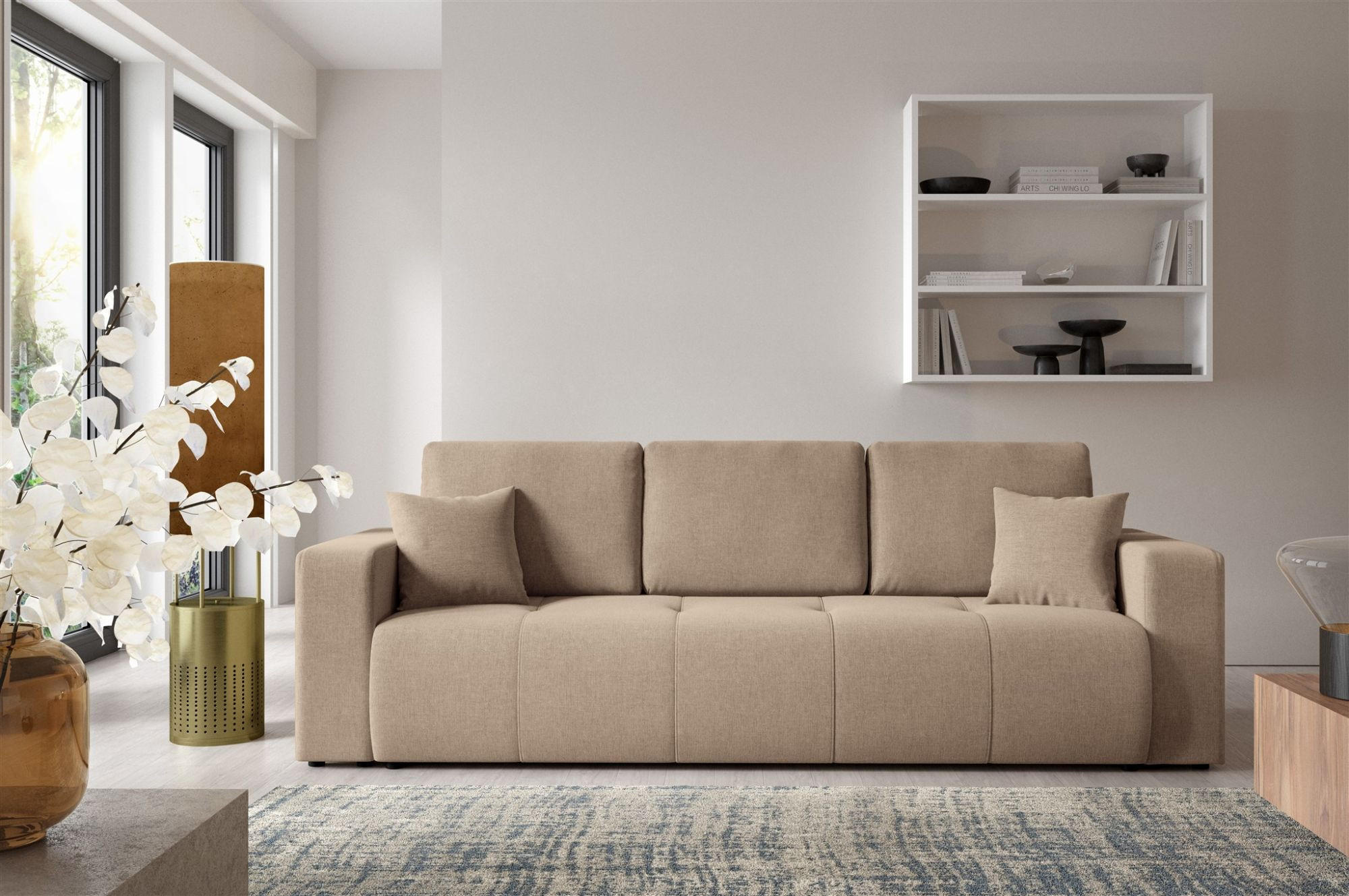 SCHLAFSOFA Augusto - Beige, Holzwerkstoff/Textil (244/82/102cm) - Fun Möbel