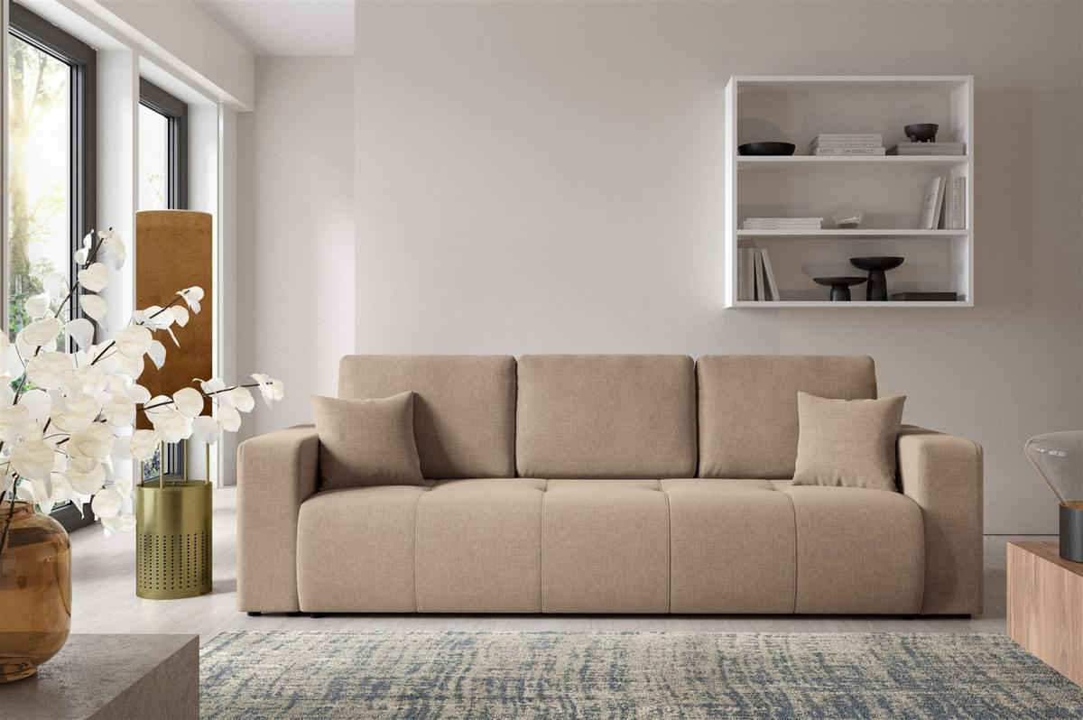 SCHLAFSOFA Augusto - Beige, Holzwerkstoff/Textil (244/82/102cm) - Fun Möbel