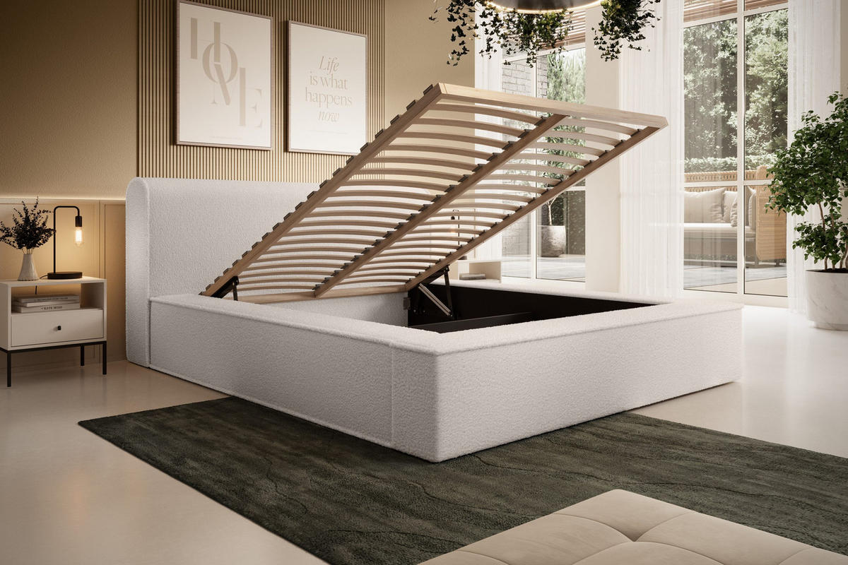 POLSTERBETT aus Polstermaterial Polopos 140x200 cm, Creme - Creme, Textil (140/200cm) - Meblito