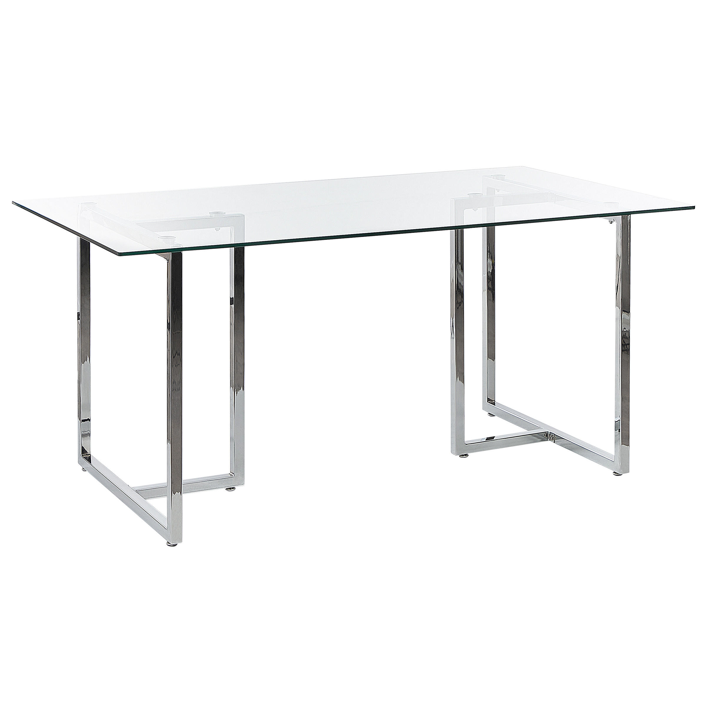 ESSTISCH 160/90/75 cm Silberfarben Rechteckig Envia - Silberfarben, Glas (160/90/75cm) - Beliani