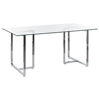 ESSTISCH 160/90/75 cm Silberfarben Rechteckig Envia - Silberfarben, Glas (160/90/75cm) - Beliani