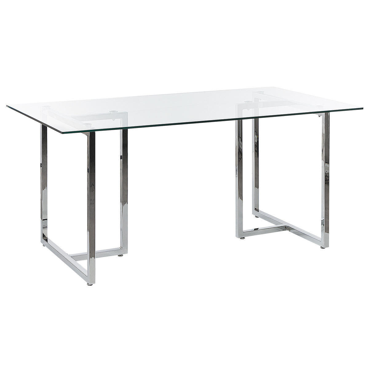 ESSTISCH 160/90/75 cm Silberfarben Rechteckig Envia - Silberfarben, Glas (160/90/75cm) - Beliani