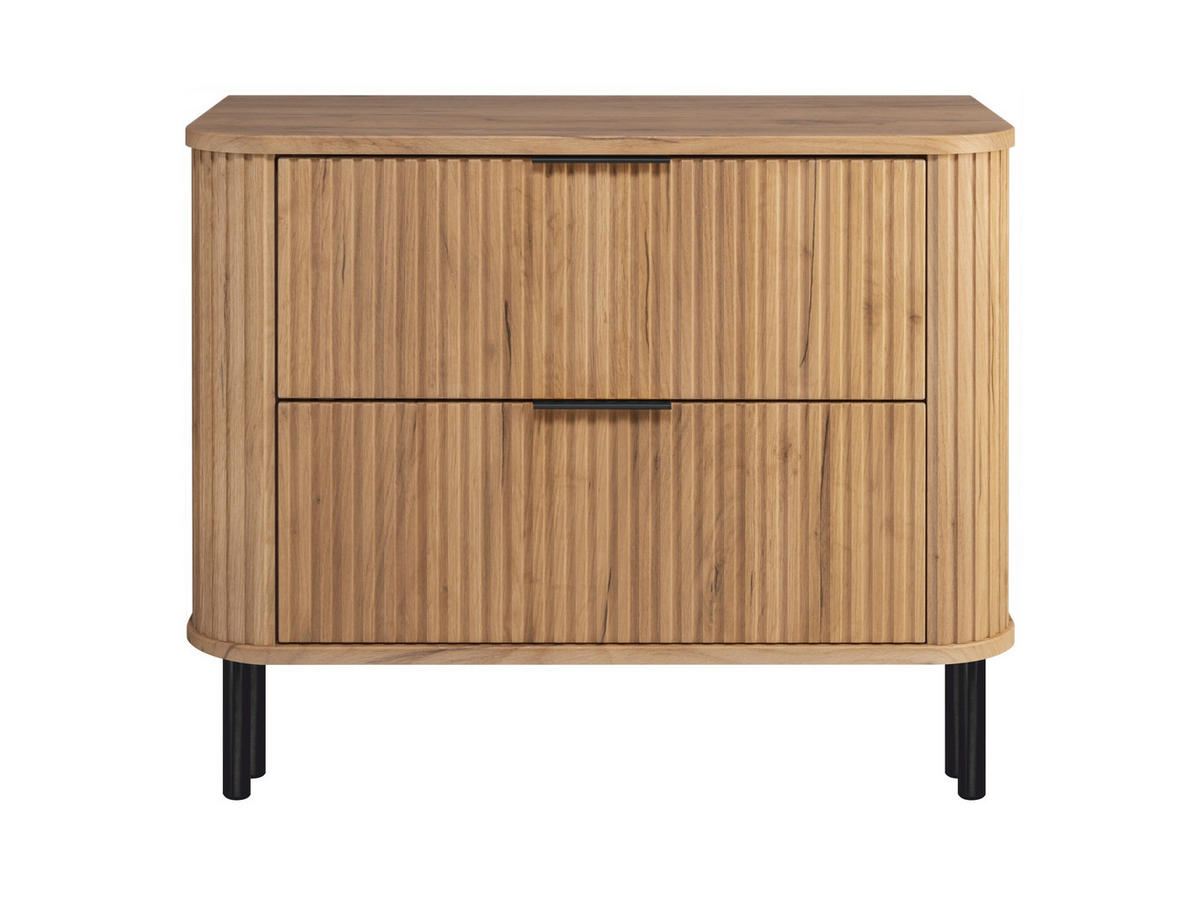 BADEZIMMERSCHRANK : Farbe Eiche Craft, Griff schwarz, Füße schwarz, 80 x 41,5 x 66,7 cm - Eichefarben/Schwarz, Holzwerkstoff (80/66.7/41.5cm) - 3XE LIVING