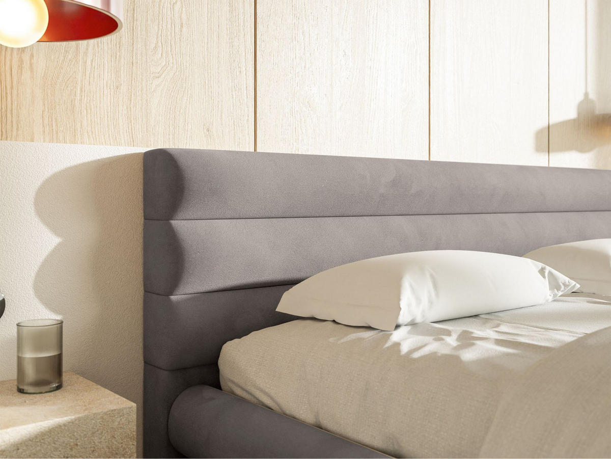 POLSTERBETT Alegre Hellgrau Samt 140x200 cm - Hellgrau/Schwarz, Kunststoff/Textil (140/200cm) - Selsey