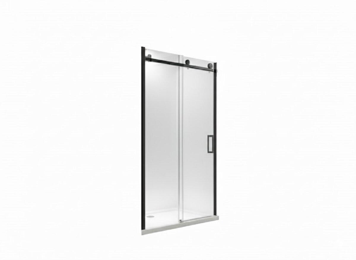 Glaswerk Westfalen Nischendusche Schwarz 130x195x1 cm