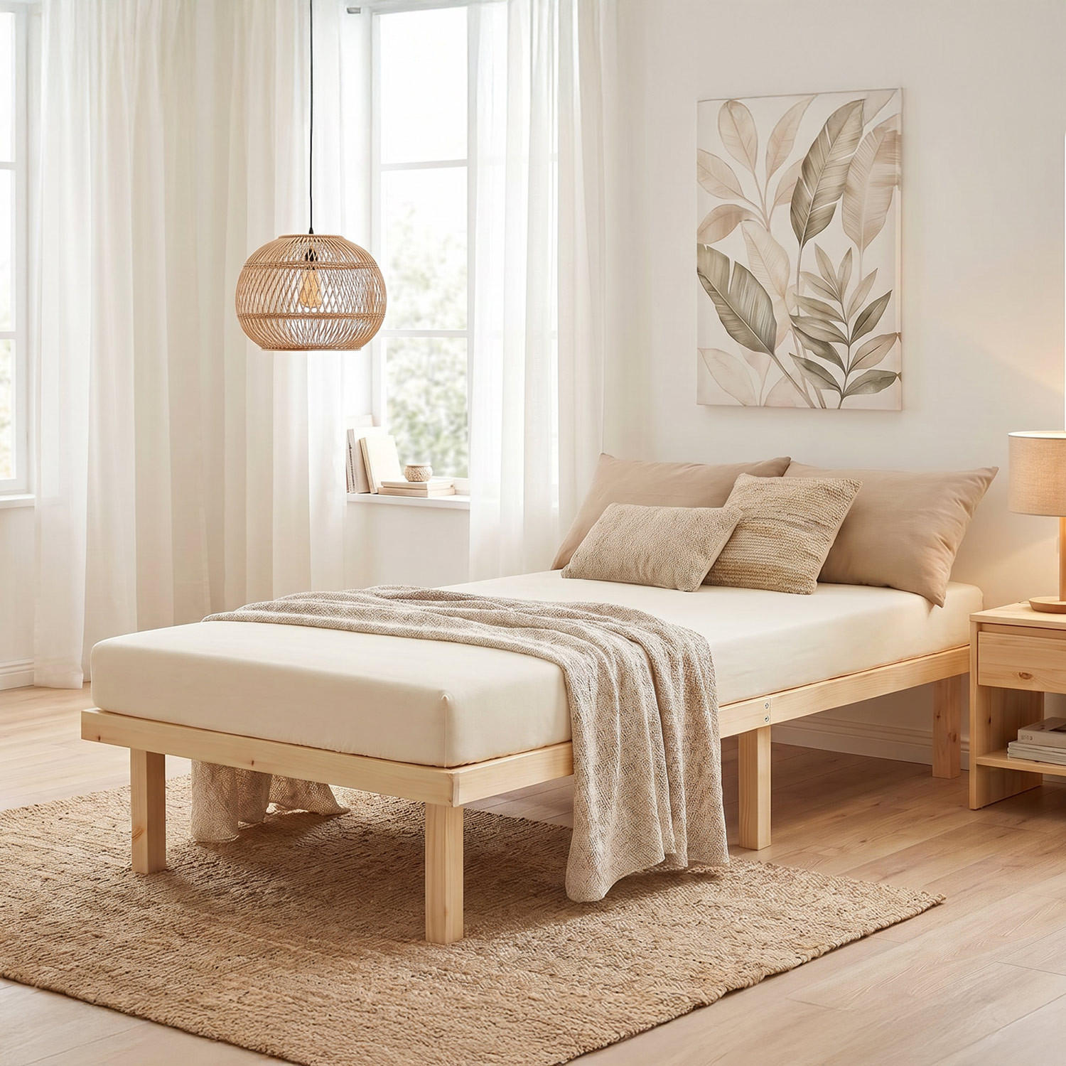 HOLZBETT 90/200 cm natur + Lattenrost - Naturfarben, Holz (90/200cm) - Homestyle4u