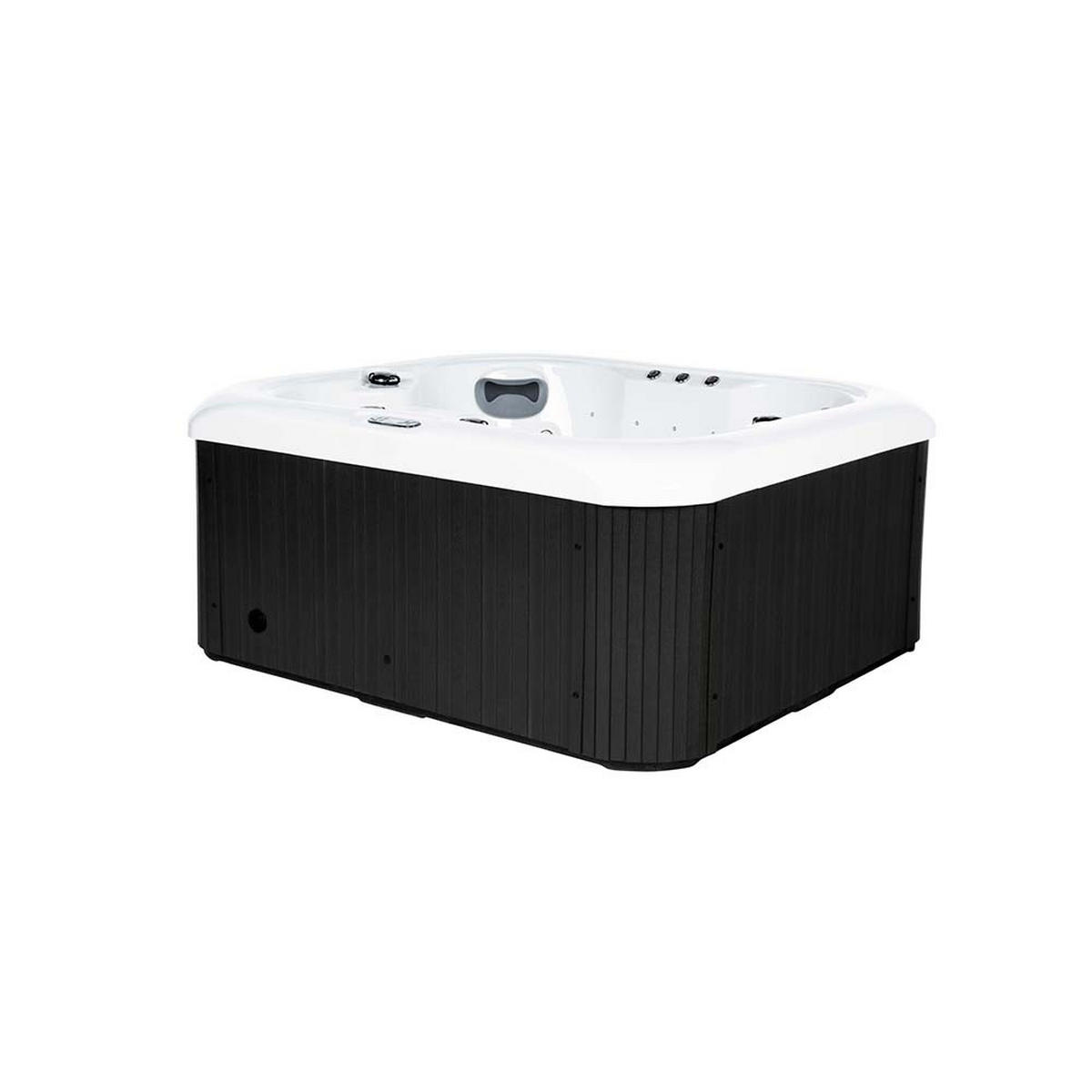 OUTDOOR Whirlpool mit Treppe und Thermoabdeckung SEA STAR 180 x 160 cm 4 Personen - Anthrazit, Kunststoff (160/79/180cm) - Home Deluxe