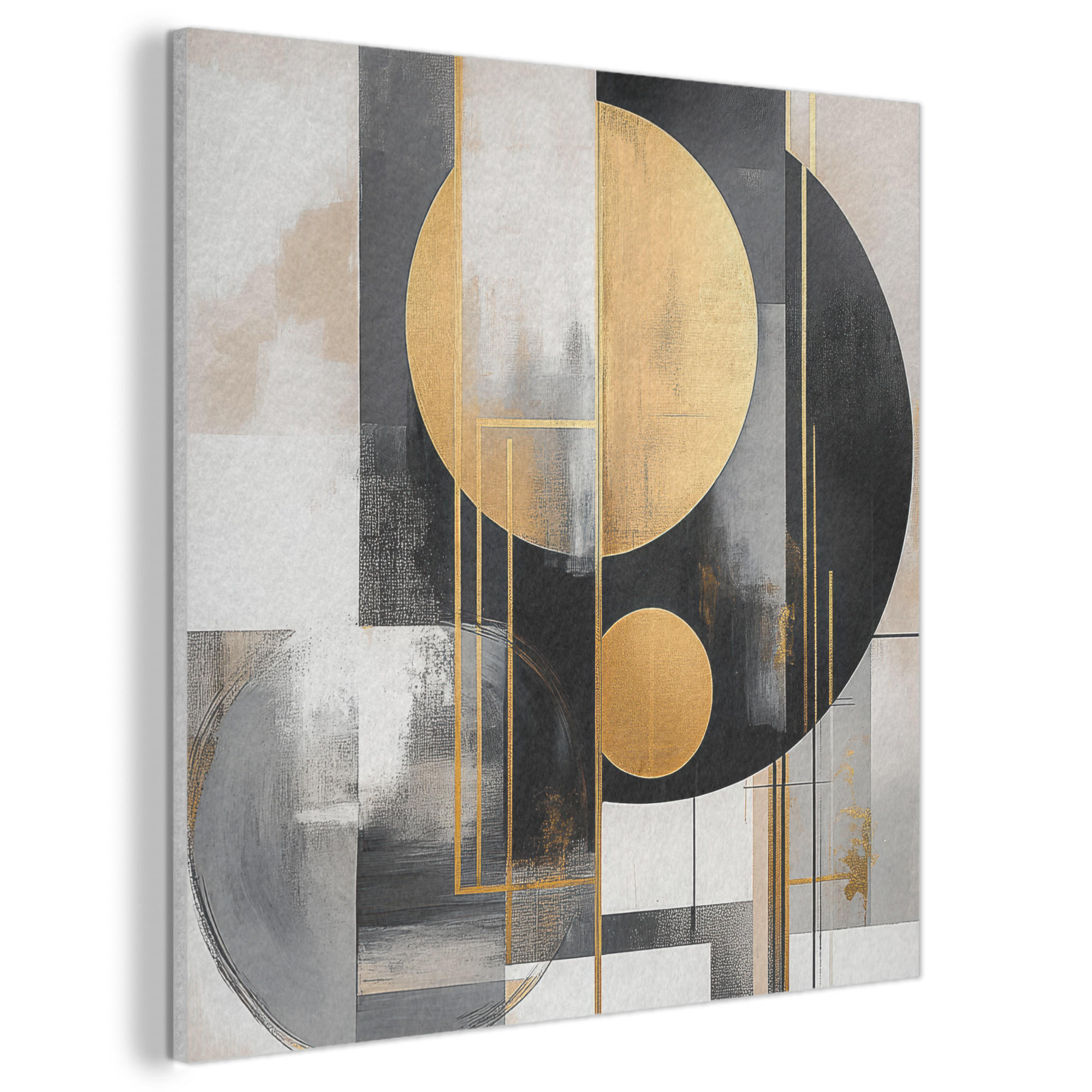 AKUSTIKBILD Abstrakt - Gold - Silber - Formen - Ästhetisch - Modern Akustikpaneele 90x90 cm - Goldfarben, Kunststoff (90/90/0.9cm) - MuchoWow
