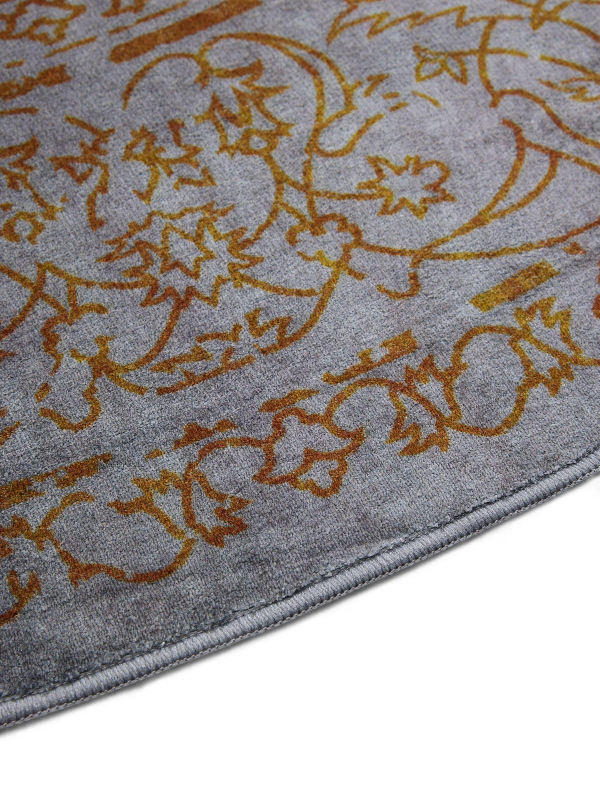 VINTAGE-TEPPICH Miray waschbar ø 160 cm rund - Orange/Grau, Kunststoff (160/160cm) - benuta Nest