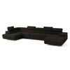 WOHNLANDSCHAFT VELORA L-S Braun Velours-Stoff mit Schlaffunktion - Braun, Holz (419/90/202cm) - MASSENO