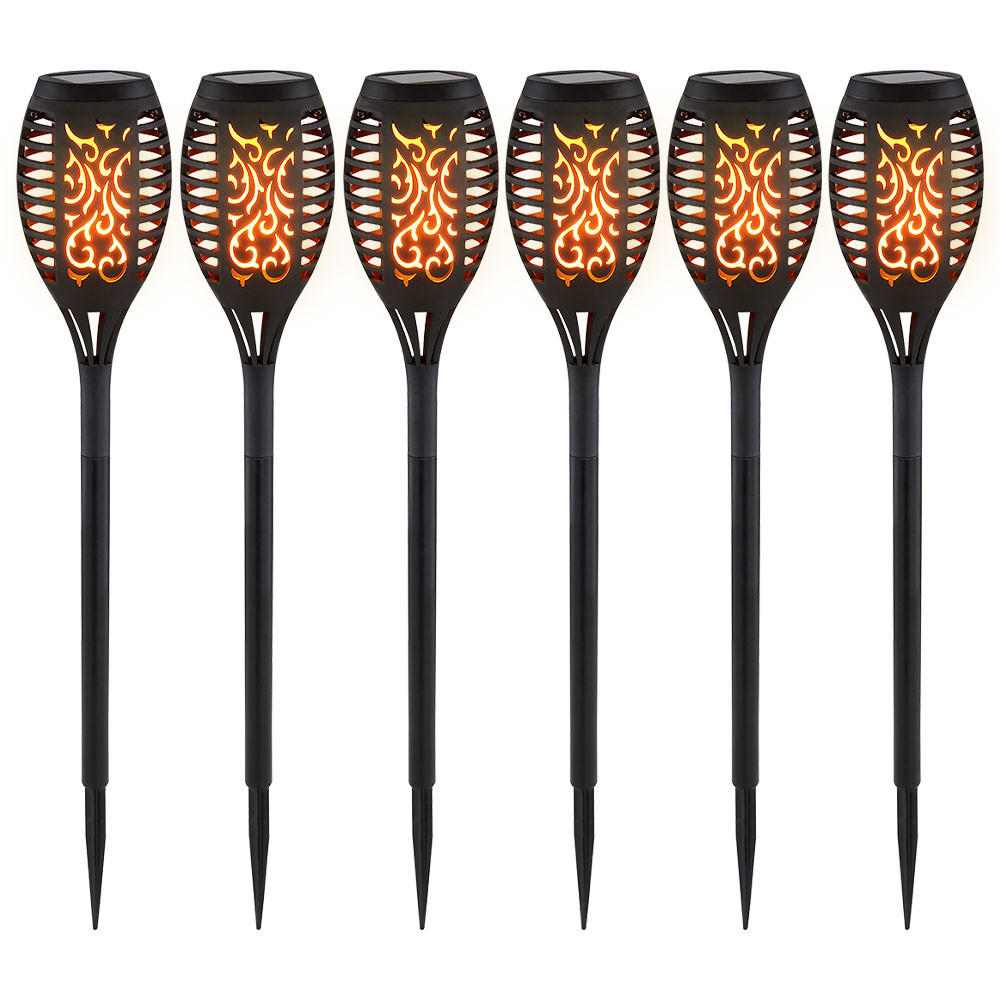 LED AUSSENLEUCHTE Solar Steckleuchte Schwarz 6er Set - Schwarz, Kunststoff (7.5/7.5/49.5cm) - Globo Lighting