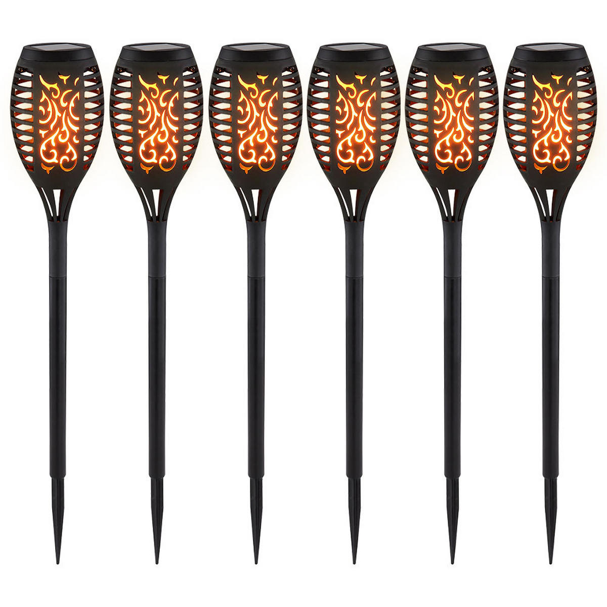LED AUSSENLEUCHTE Solar Steckleuchte Schwarz 6er Set - Schwarz, Kunststoff (7.5/7.5/49.5cm) - Globo Lighting