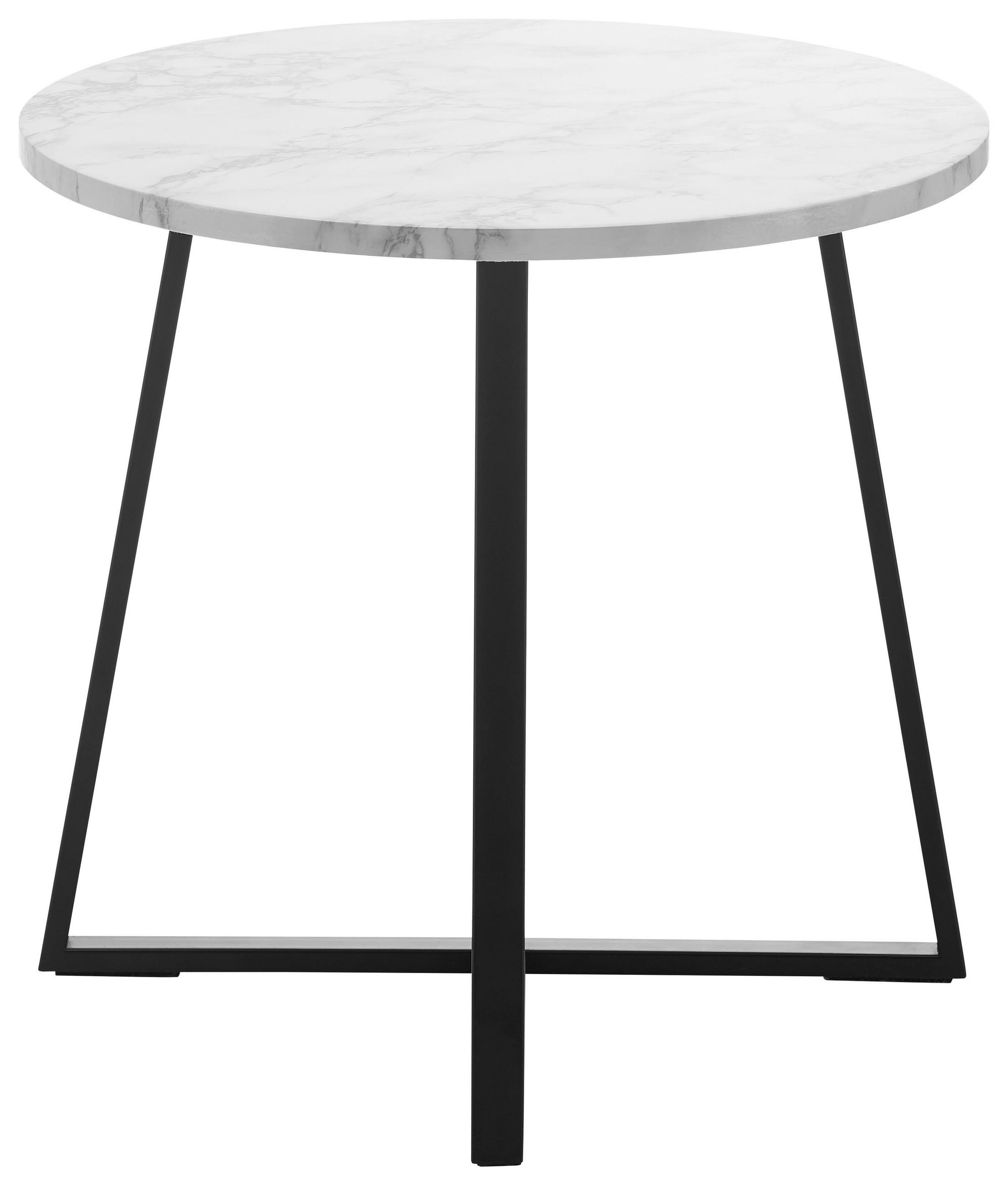 COUCHTISCH Silvia Weiß/Marmoroptik Rund - Weiß, Holzwerkstoff (45/45/45cm) - Bessagi Home