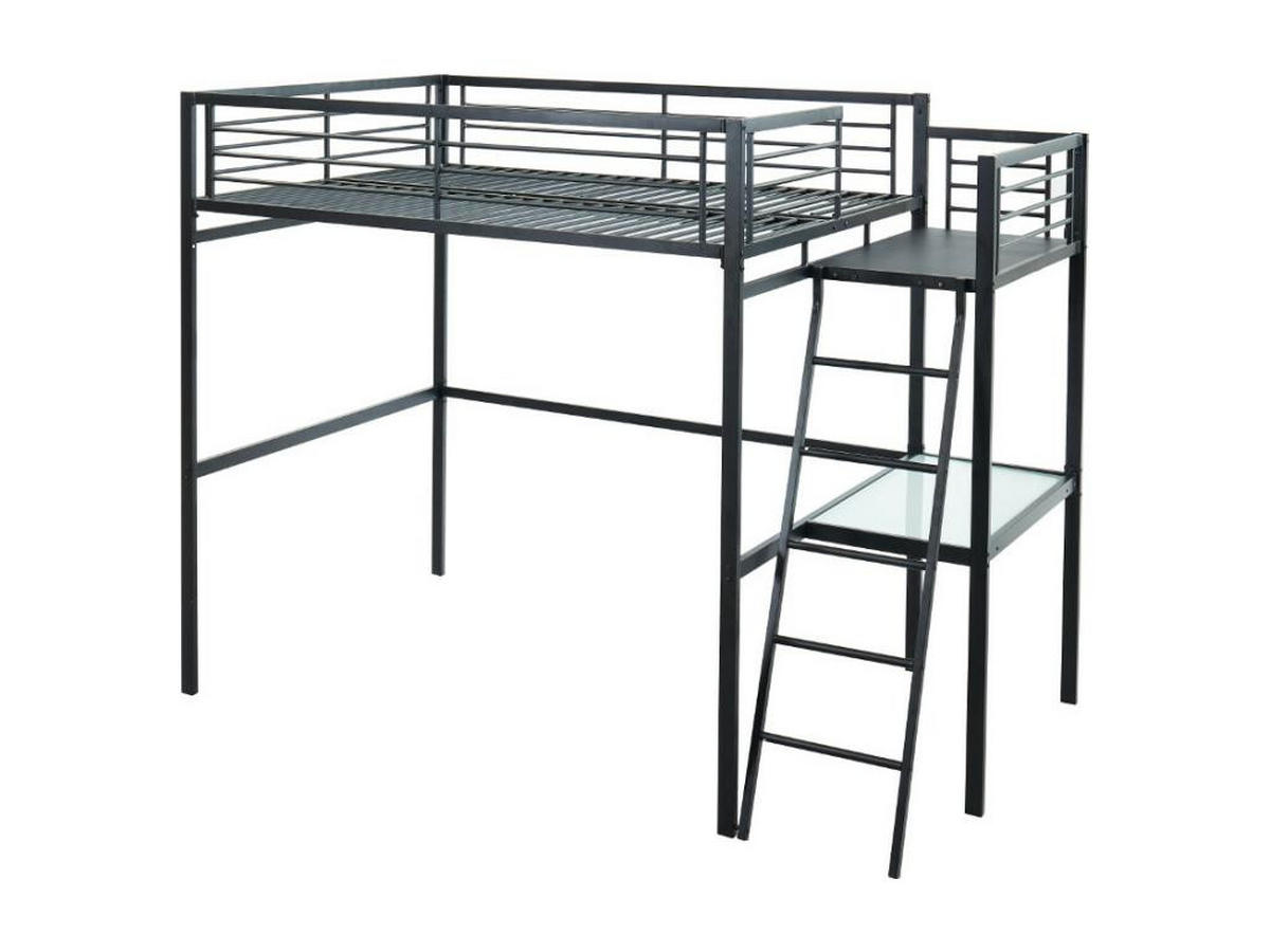 HOCHBETT mit Schreibtisch - 140 x 190 cm - Anthrazit - CASUAL II - Anthrazit, Metall - Vente-Unique
