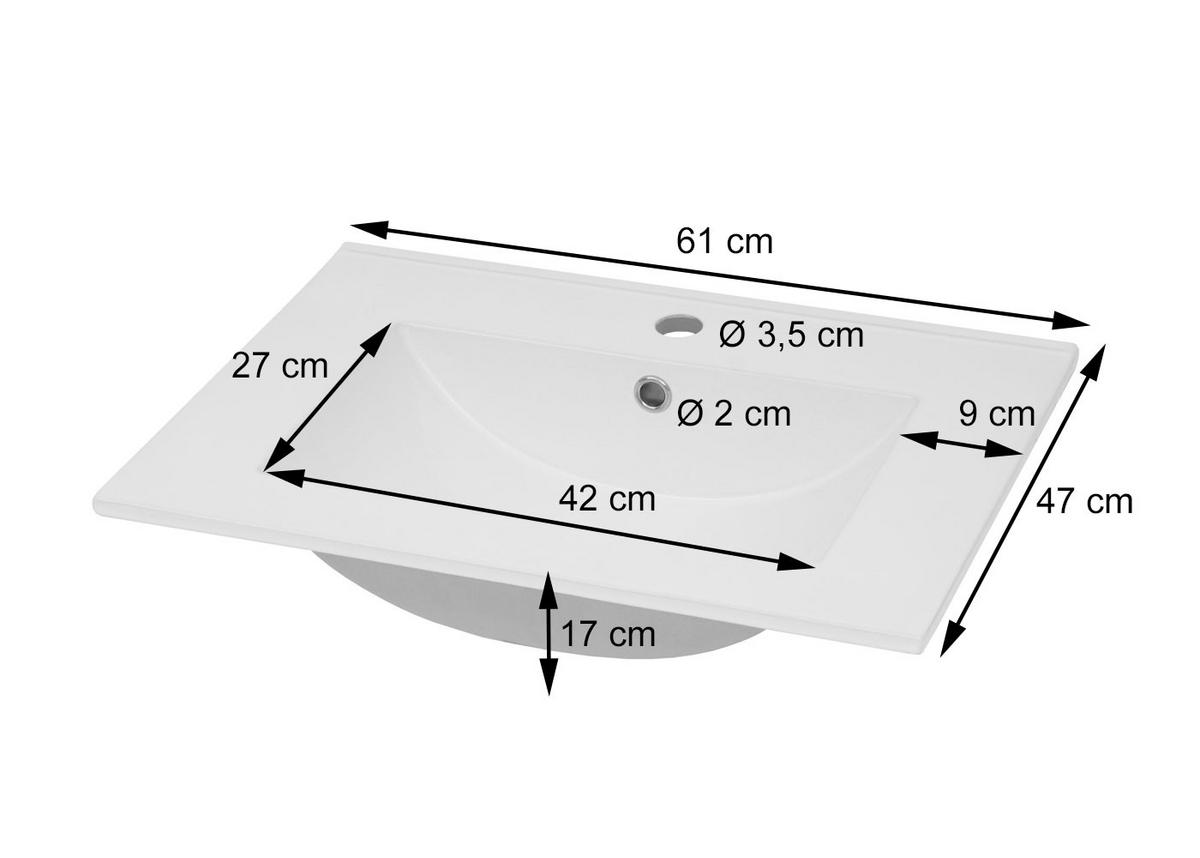 WASCHBECKEN eckig Weiß - Weiß, Keramik (61/17/47cm) - MCW