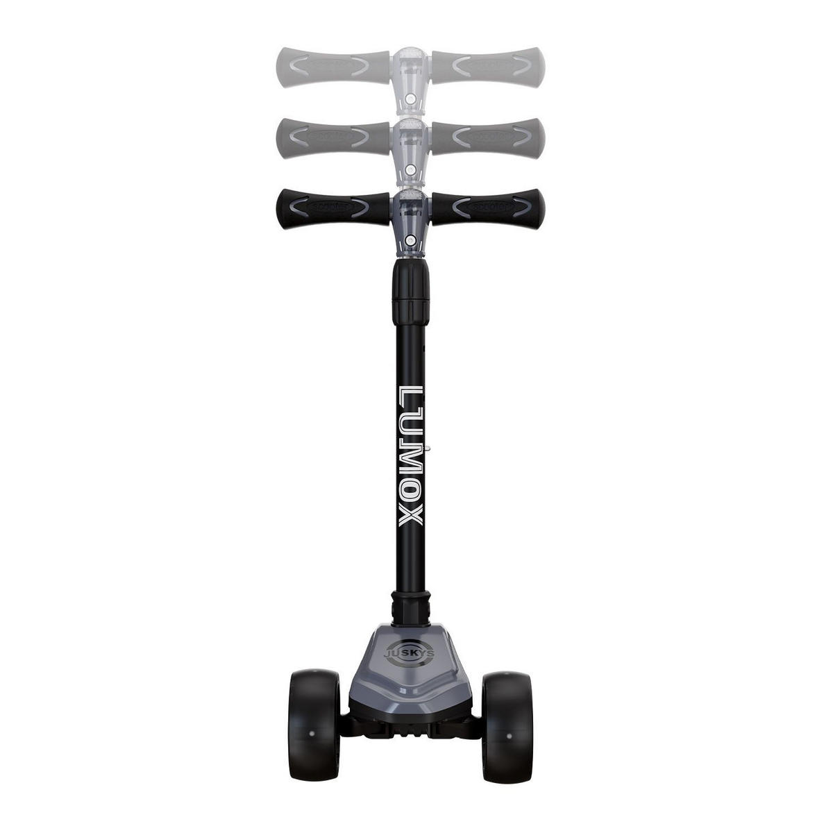 KINDERROLLER Lumox höhenverstellbarer Lenker inkl. Leuchtränder schwarz - Schwarz, Metall (59/28/81cm) - Juskys