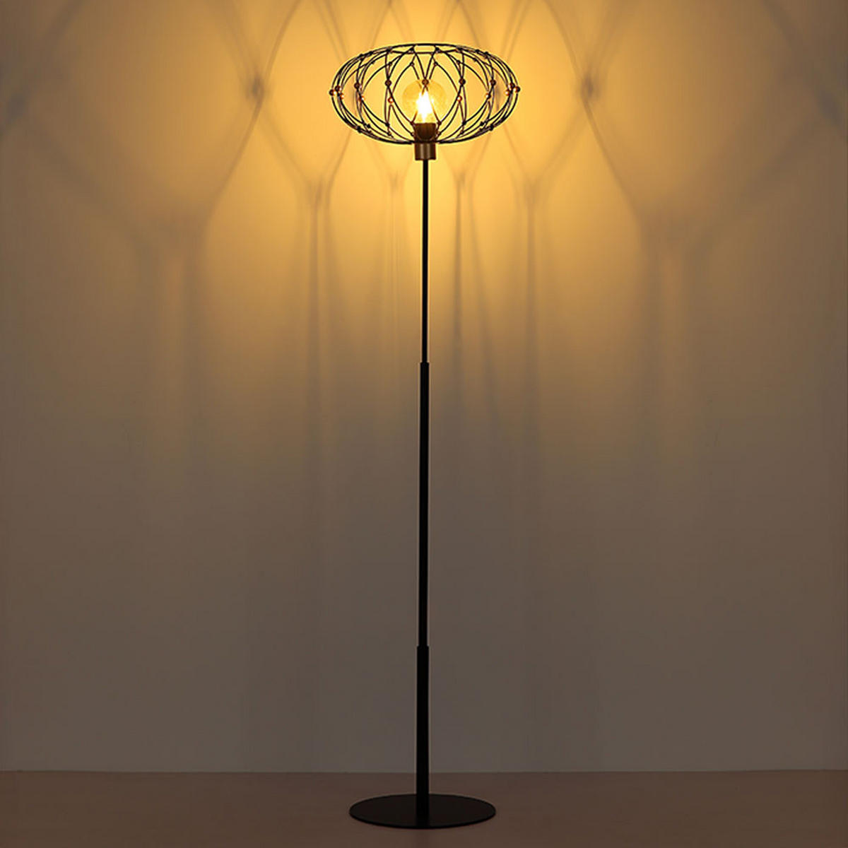 LED STEHLEUCHTE GREYS Schwarz Goldfarben - Schwarz, Metall (40/40/162cm) - Globo Lighting