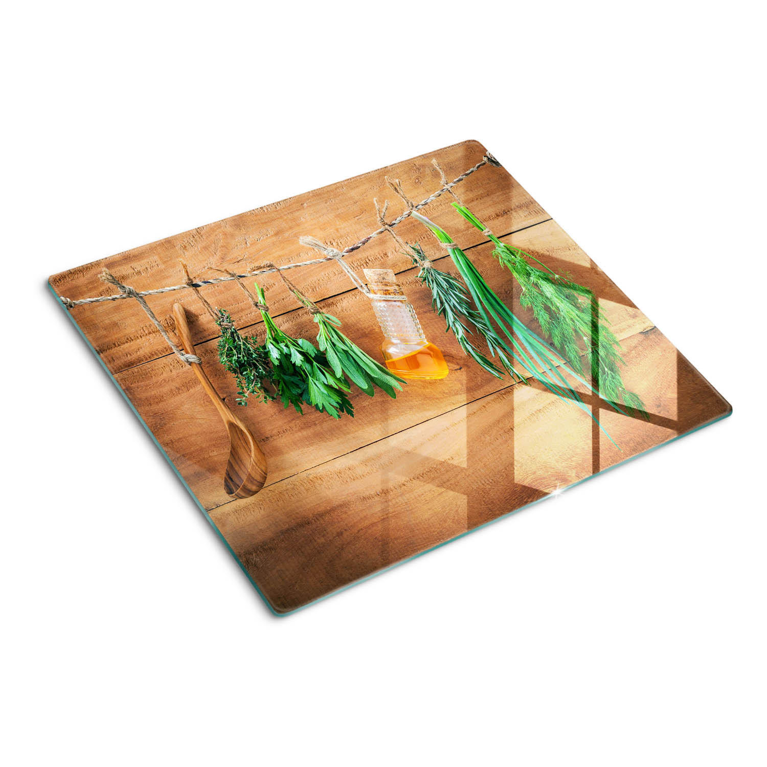 GLASPLATTE 60x52 cm Kräuterschnur - Grün, Glas (60/0.4/52cm) - TULUP