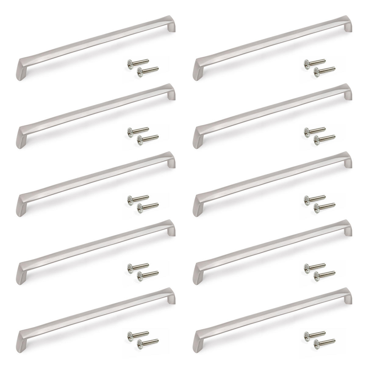 MÖBELGRIFFE Canton, L206mm, 192mm Achsenabstand, Zamak, Nickel satiniert 10er-set - Silberfarben, Kunststoff (1.4/3/20.55cm) - EMUCA
