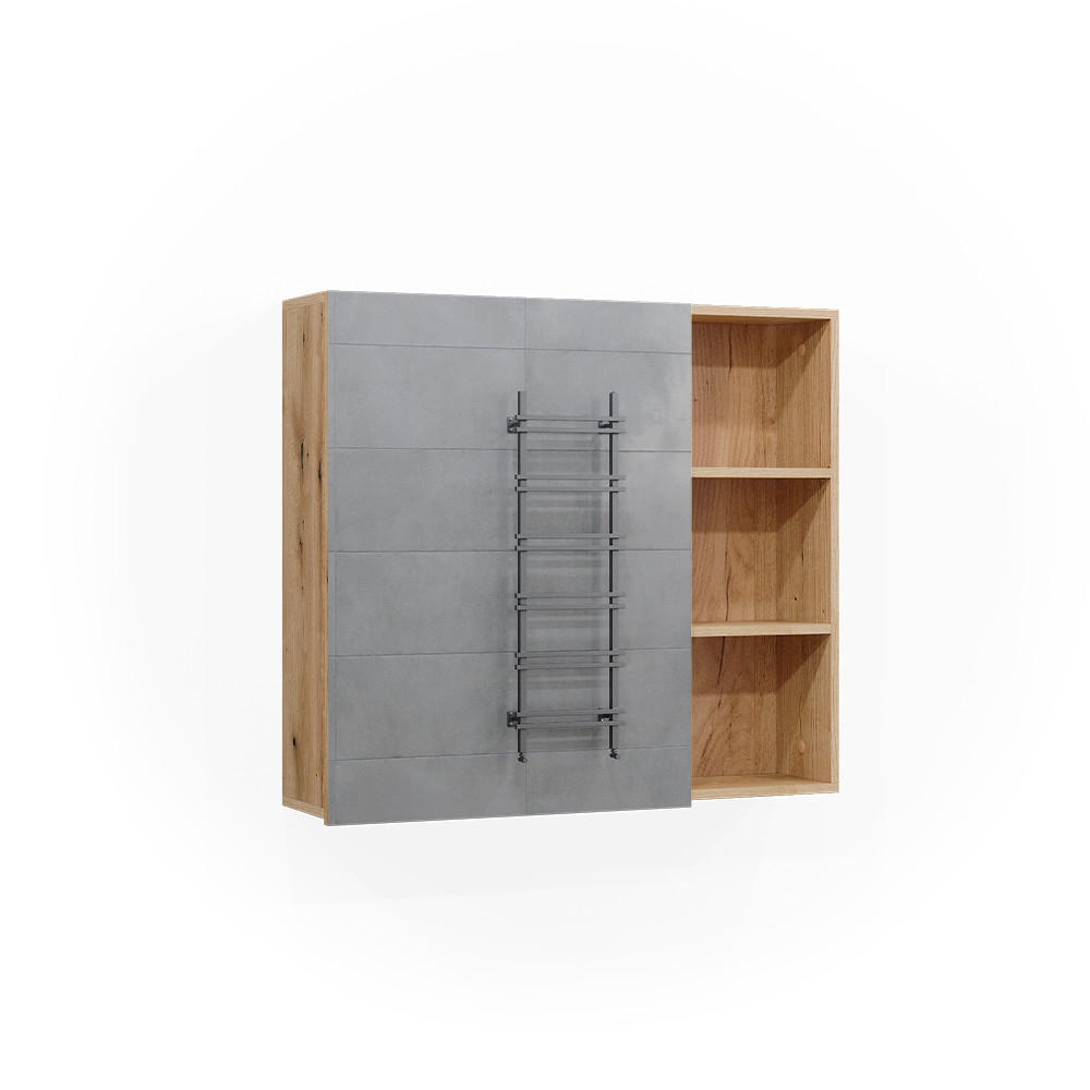 BADSPIEGELSCHRANK Rudi Eiche 90 x 80.9 cm mit Tür und offenen Fächern - Eichefarben, Holzwerkstoff (90/80.9/22.1cm) - Vicco
