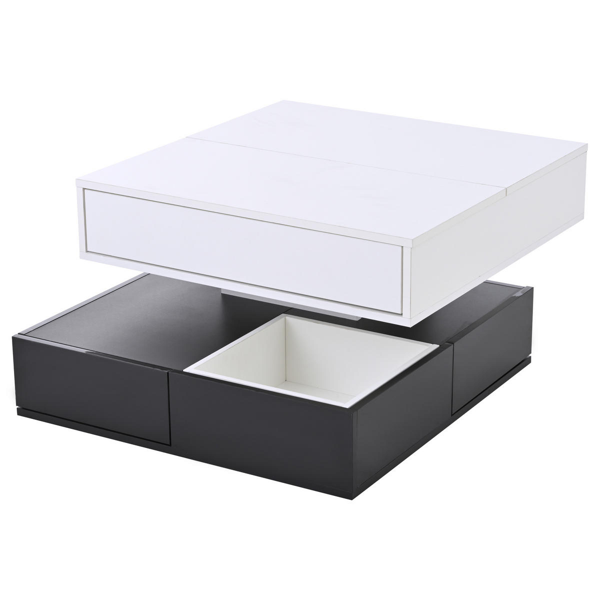 COUCHTISCH Weiß/Schwarz 70/70/40 cm - Weiß, Holzwerkstoff (70/70/40cm) - PANGIVO