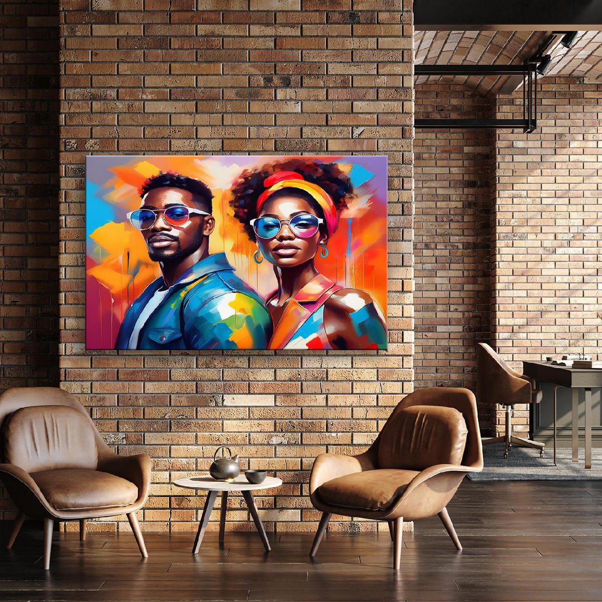 WANDBILD abstraktion menschen farbe - Multicolor, Textil (60/40cm) - Feeby