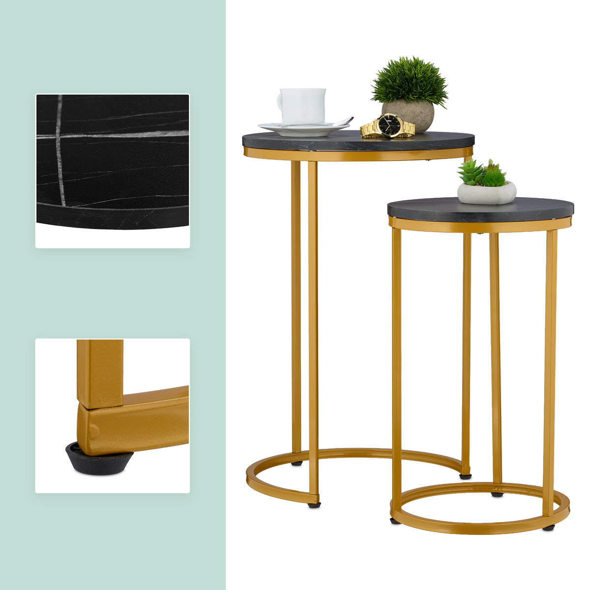SATZTISCH-SET 2-tlg. - Multicolor, Holzwerkstoff/Kunststoff (40/40/61.5cm) - Relaxdays