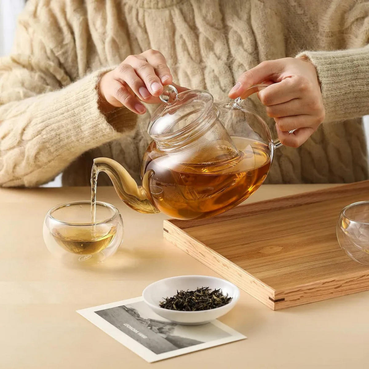 TEETASSENSET Transparent 6-tlg, doppelwandig, 80 ml, Borosilikatglas, Hitzebeständig, Glastassen, Espressotassen, Heißgetränke, Trinkgläser - Transparent, Glas (6.1/6.2/6.1cm) - JUNG