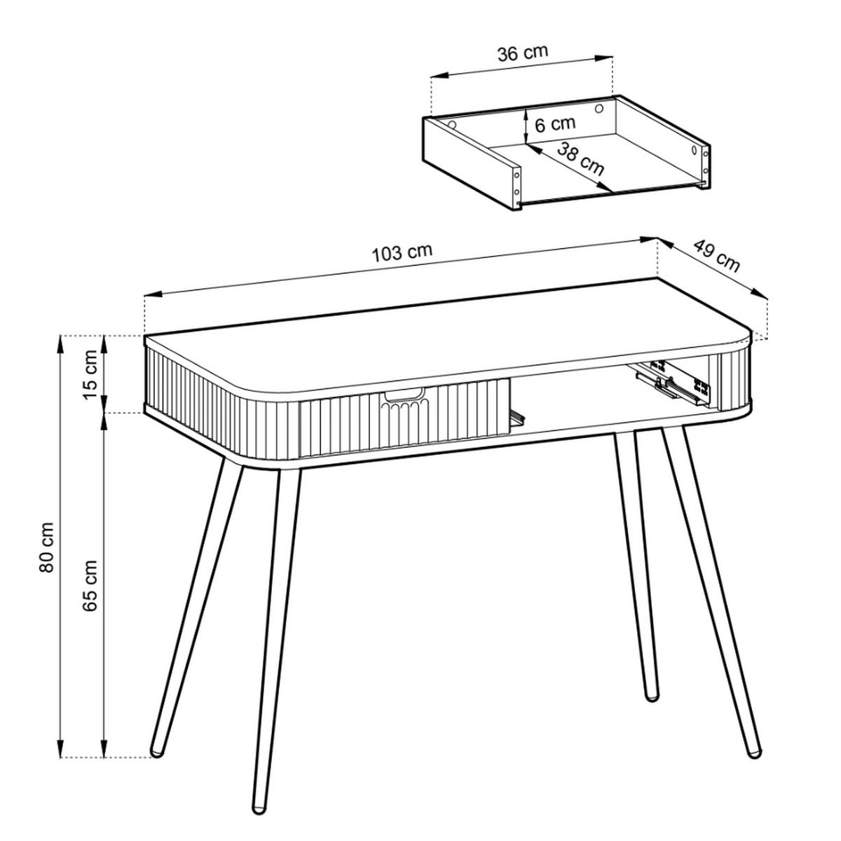 SCHMINKTISCH Zova Schwarz mit goldenen Beinen 110 cm - Goldfarben/Schwarz, Holzwerkstoff/Metall (49/103/80cm) - Selsey