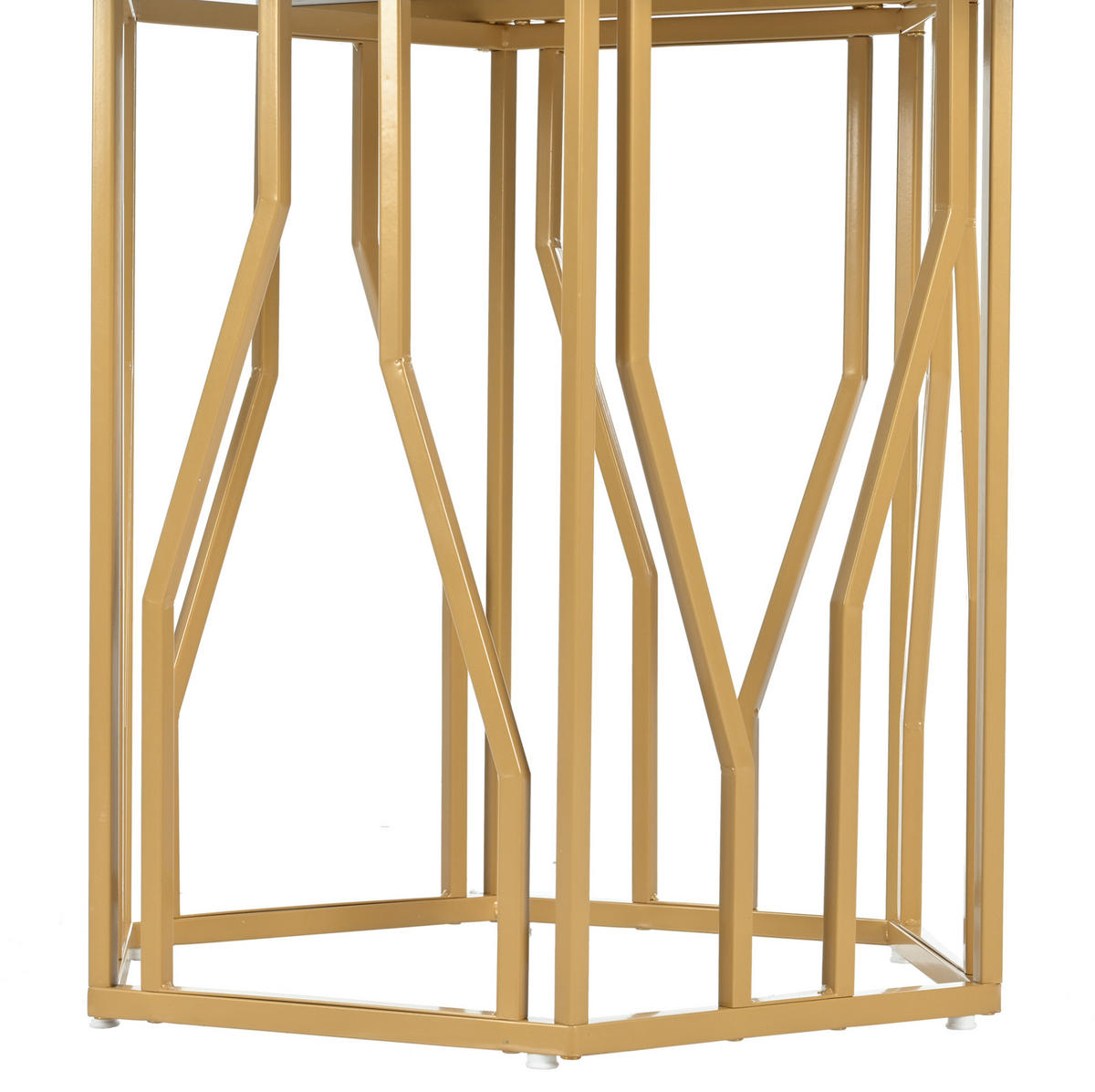 JÍDELNÍ stůl 115,5/100/75 cm bílo-zlatý z MDF a oceli s mramorovým dekorem - bílá, kompozitní dřevo (100/115.5/75cm) - OKWISH