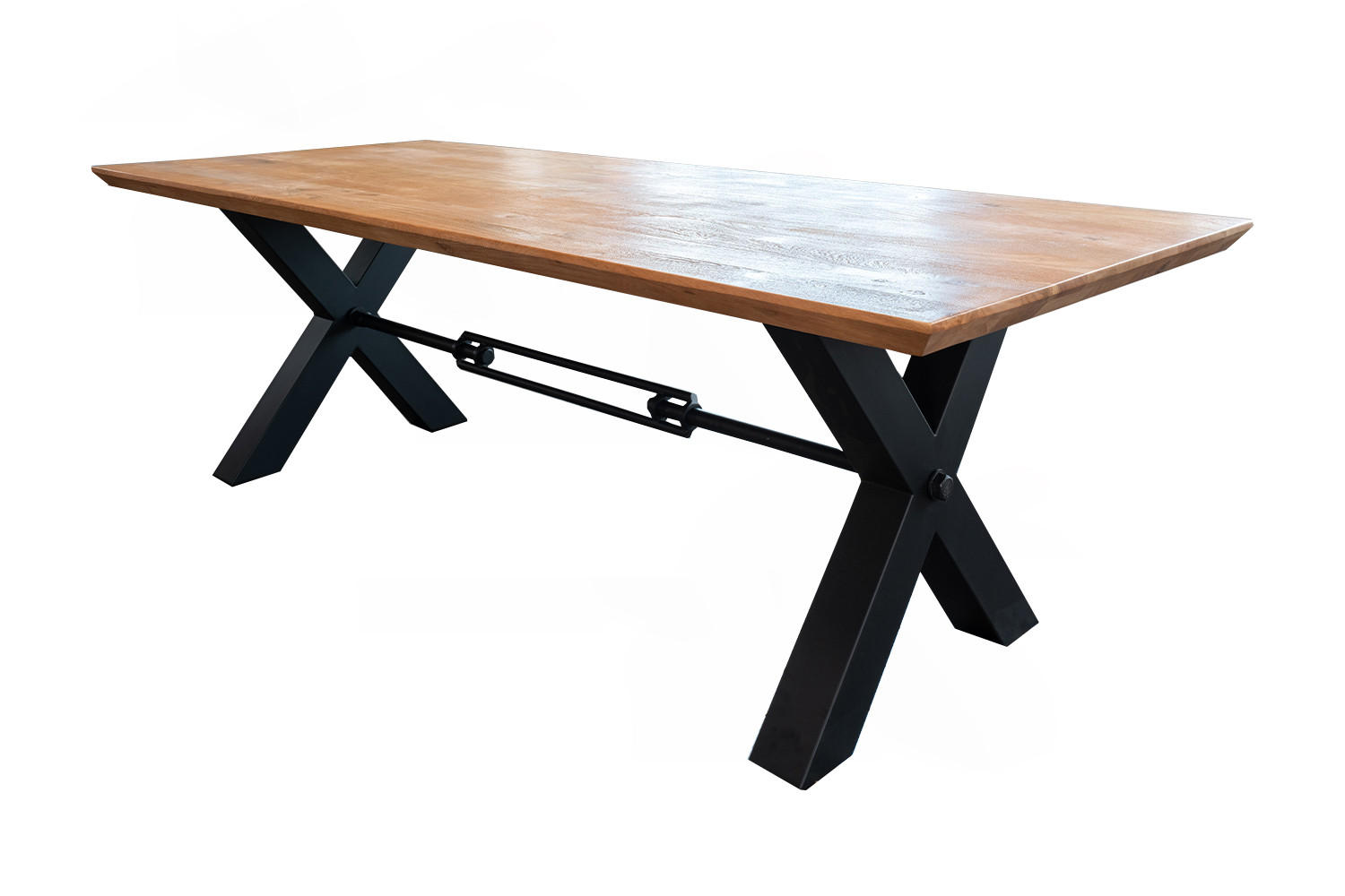 ESSTISCH MIT SCHWEIZER KANTE PALO Braun Akazie - Schwarz/Braun, Holz/Metall (300/100/78cm) - KAWOLA