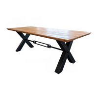 ESSTISCH MIT SCHWEIZER KANTE PALO Braun Akazie - Schwarz/Braun, Holz/Metall (200/100/78cm) - KAWOLA