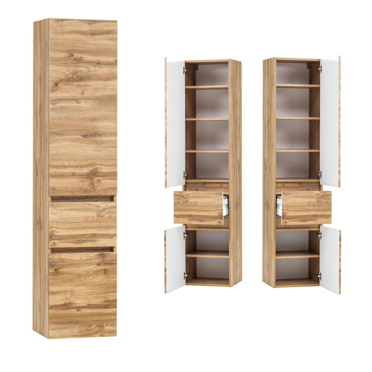 BADMÖBEL-SET 3-TLG. Vidago-03 - Braun, Holzwerkstoff (156/200/52cm) - Lomado