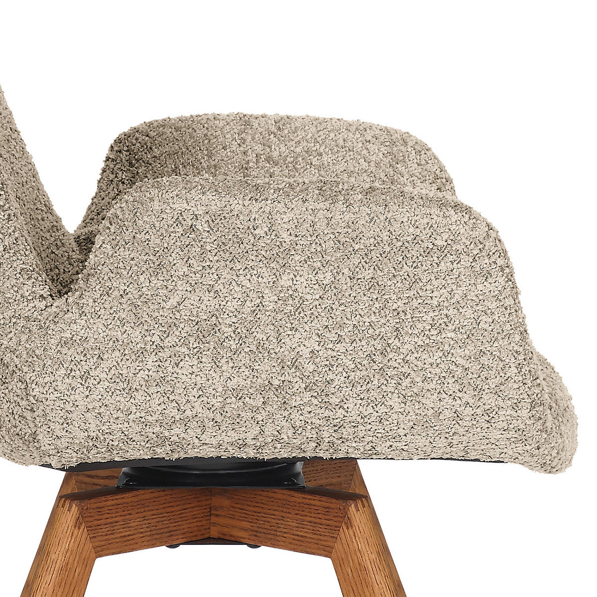 POLSTERSTUHL - Bouclé / Buche massiv - Eichefarben/Cappuccino, Holz (61/84/61cm) - home24