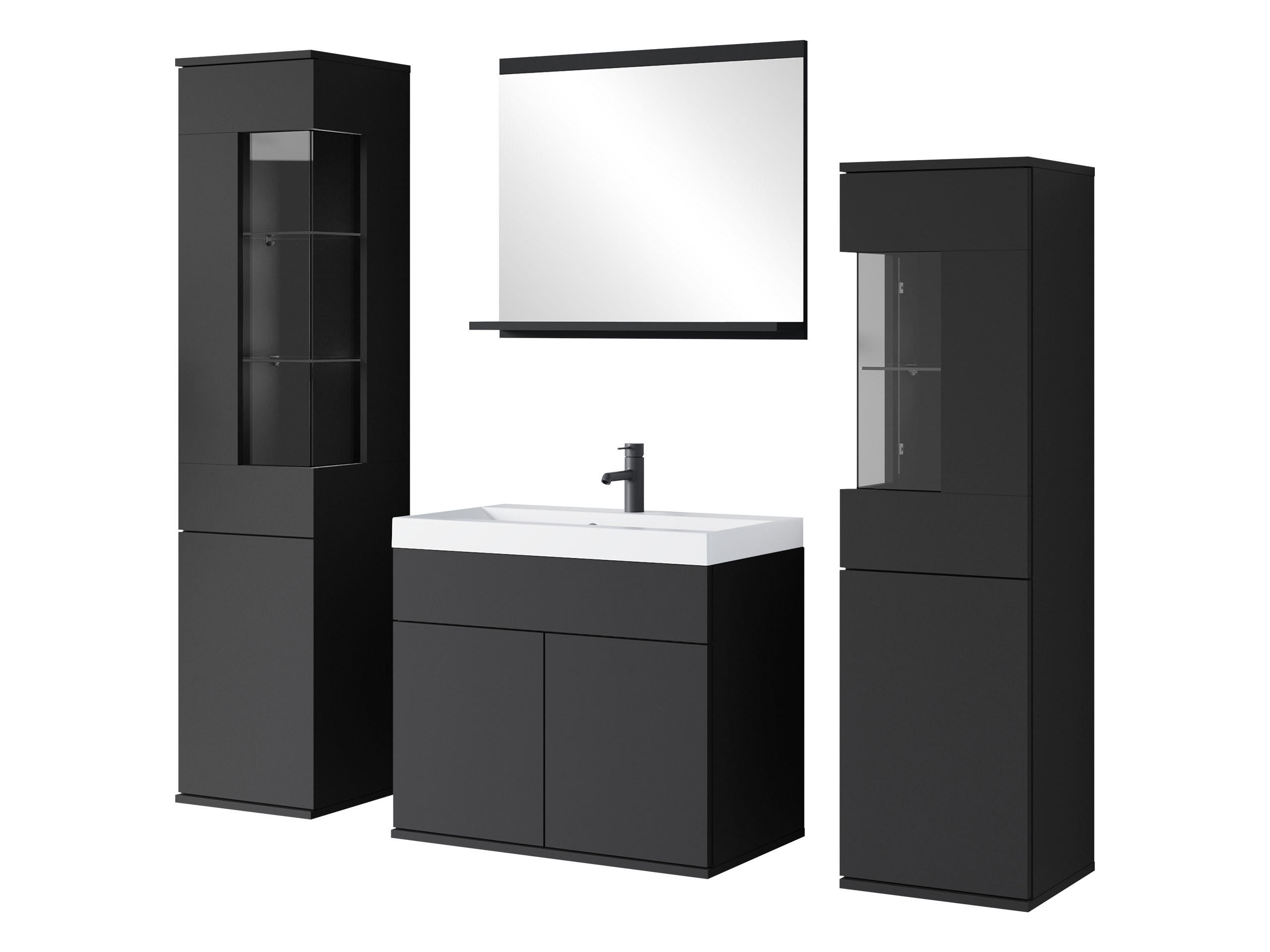 BADMÖBEL-SET Nairobi - Graphitfarben/Schwarz, Holzwerkstoff (31/133/31cm) - MIRJAN24