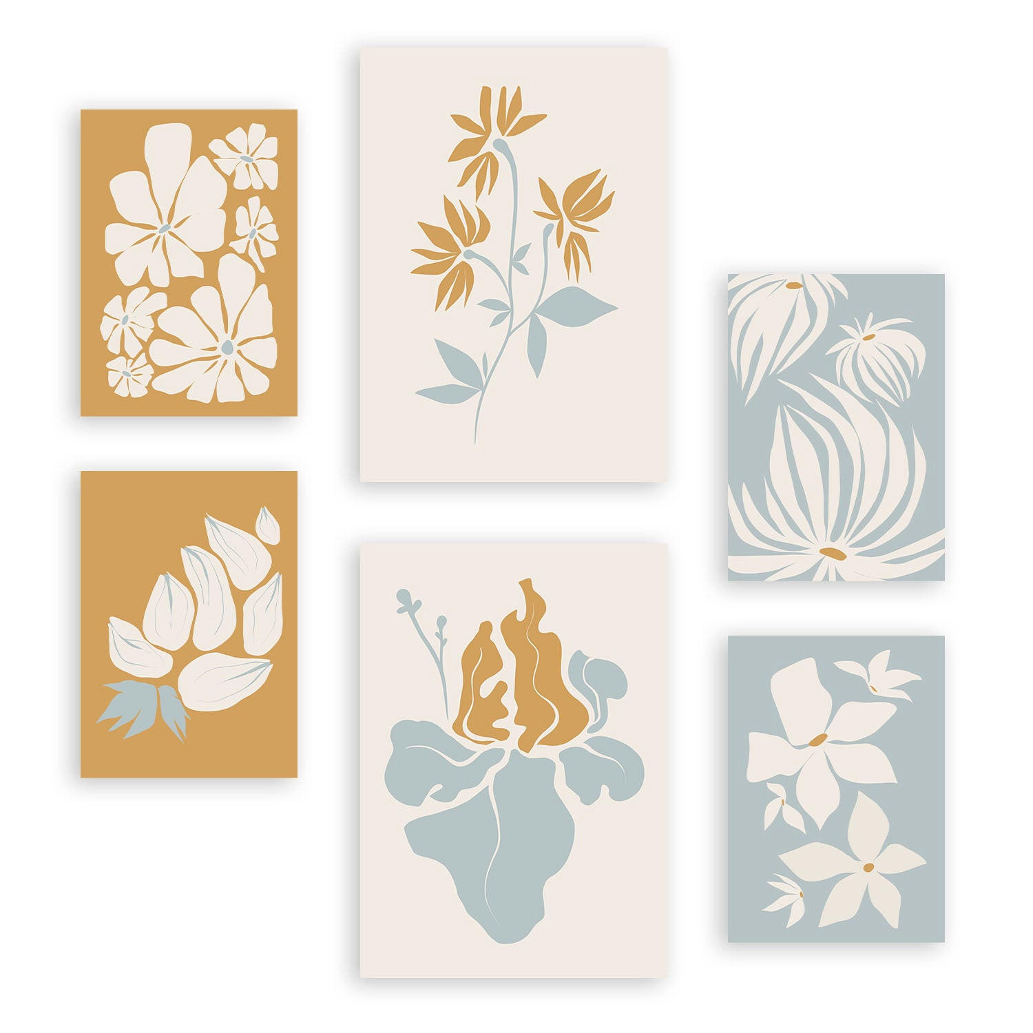 POSTER Set Mit 6 Blumenrahmen 1 In Blume Zusammenfassung Ästhetische Dekorative Gemälde Für Ihr Wohnzimmer, Schlafzimmer, Zuhause A3 & A4 Rahmenlos - Klar, Papier (29/3cm) - Nacnic