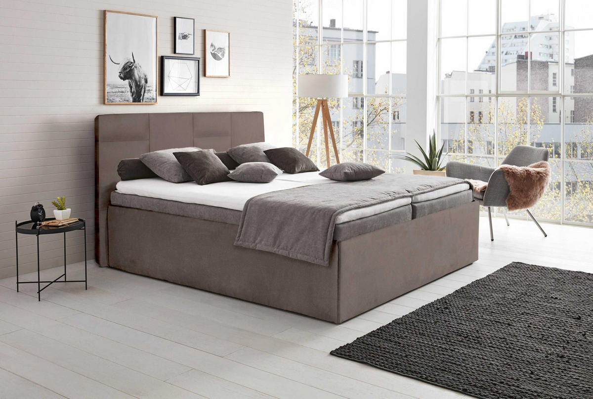 POLSTERBETT Damas Sahara 140 x 200 x 32 cm Mit hochwertiger Matratze H2 (bis 100 kg) und Lattenrost - Sahara, Holz (140/200cm) - Halmon Schlafkomfort Betten 