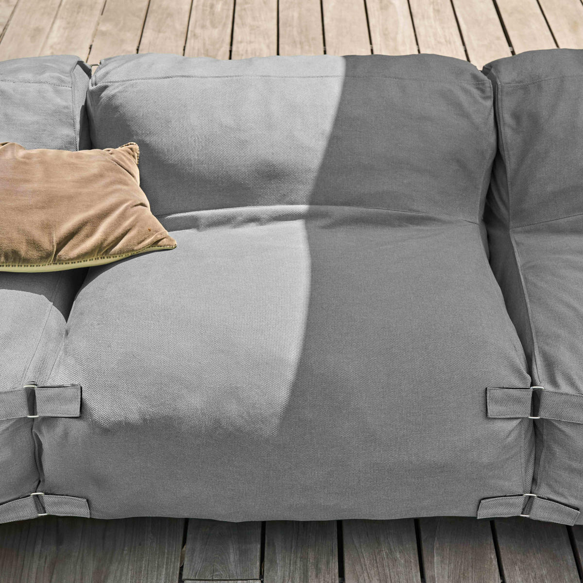 GARTENSOFA mit 5 Sitzplätzen, Grau - Grau, Textil - Oviala