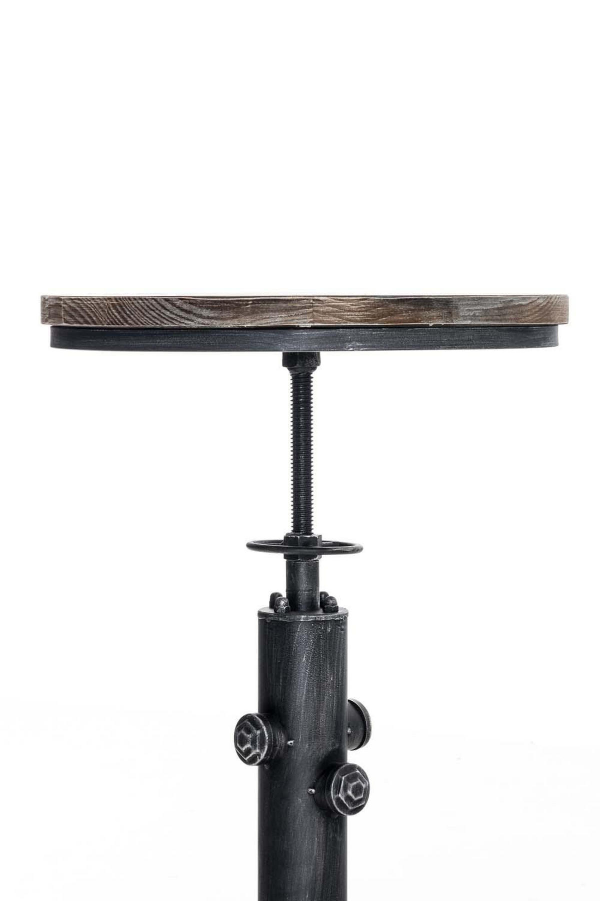 BARTISCH rund 39 cm Holz antik silber - Silberfarben, Holz/Metall (39/79/39cm) - CLP