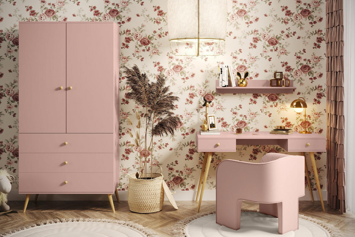SCHRANK Kleiderschrank Monalin Natürliches Rosa - Pink, Holzwerkstoff (100/180/52cm) - Fedve