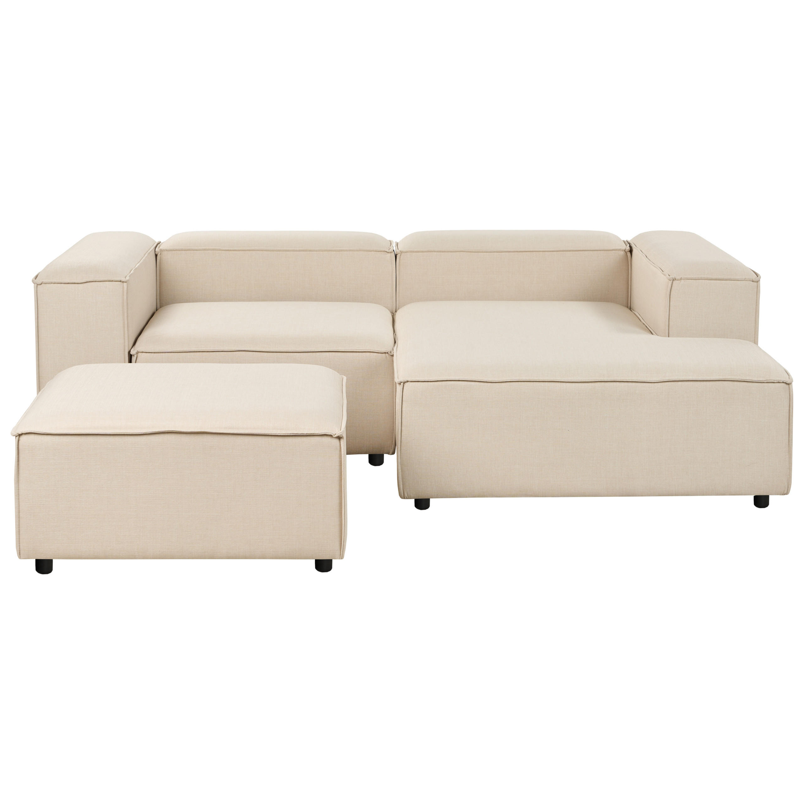 ROHOVÁ POHOVKA modul 3-místná levostranná Béžová Látka s otomanem Ardal - béžová, textil (240/180cm) - Beliani