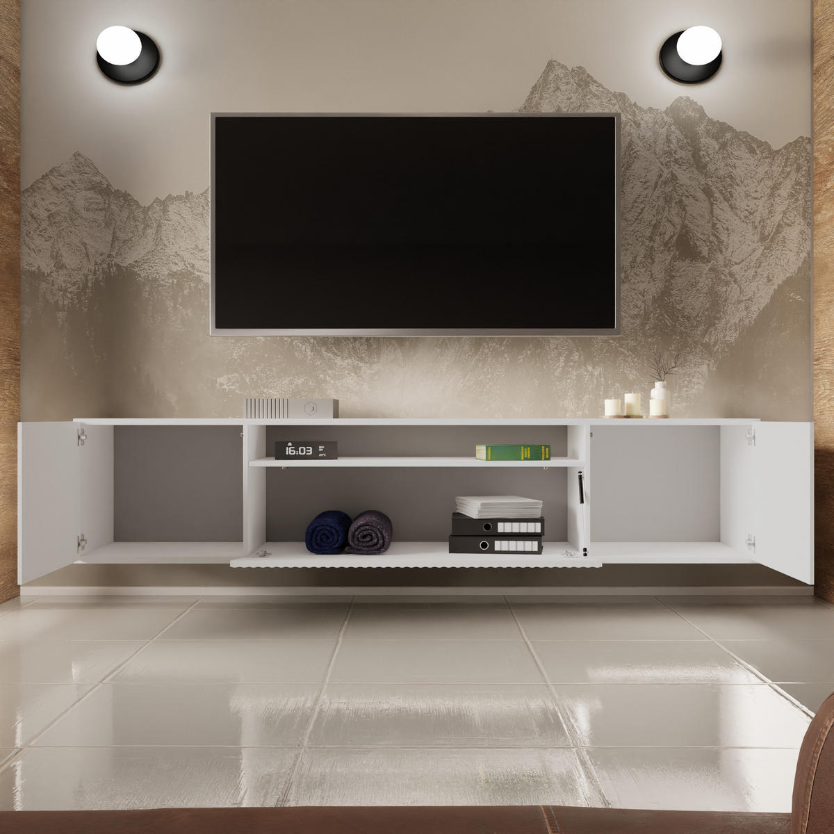 TV-SCHRANK NOE - Weiß, Holzwerkstoff (200/40/41cm) - Meblini