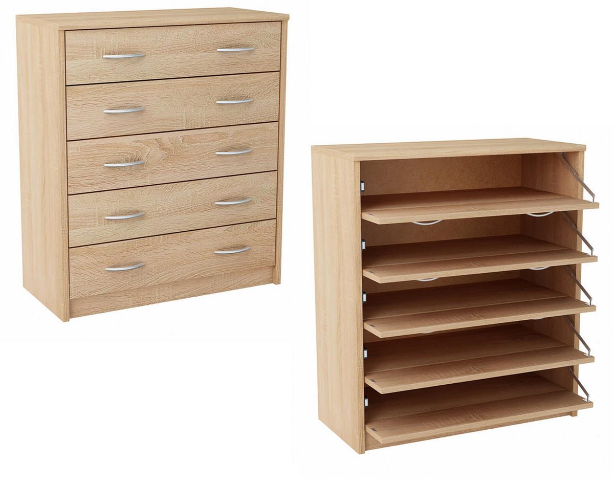 SCHUHSCHRANK 5S Sonoma Eiche 74/35/85 cm 5 ausklappbare Schuhablagen - Sonoma Eiche, Holzwerkstoff (74/85/35cm) - Matkam Möbel
