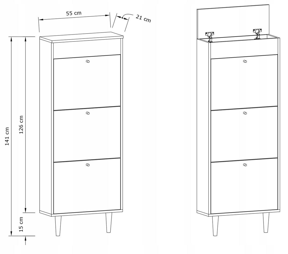 SCHUHSCHRANK Dotti 531 Anthrazit-Wotan Eiche 55/21/141 cm Wandmontage - Anthrazit/Eiche Wotan, Holzwerkstoff (55/141/21cm) - Matkam Möbel